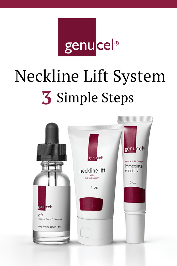 Genucel Neckline Lift System with three products on a white background